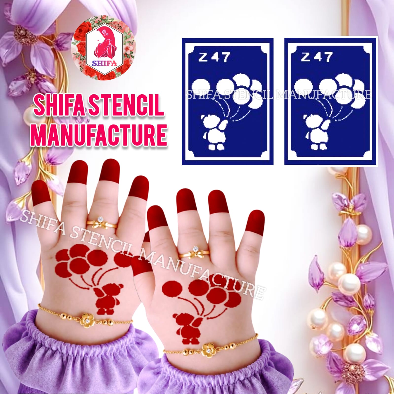 Z 47 Balloon Bear - Sticker overview - Shifa Stencil Manufacturer